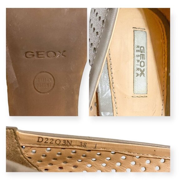 GEOX Marian perforated leather pumps with bows. Size 38 EU, in taupe color - Picture 6 of 16
